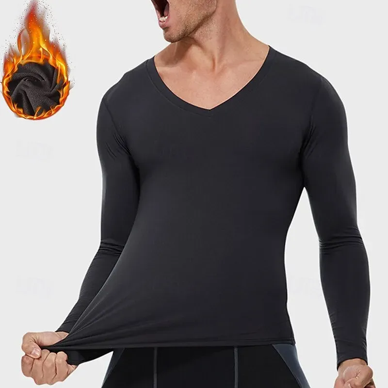 Men Running Shirt V Neck Fleece - Image 6