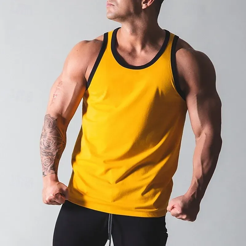 Men Tank Top Color Block Quick Dry - Image 3