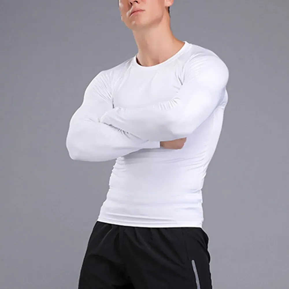 Men's Compression Shirt Running Shirt Long Sleeve Base - Image 4