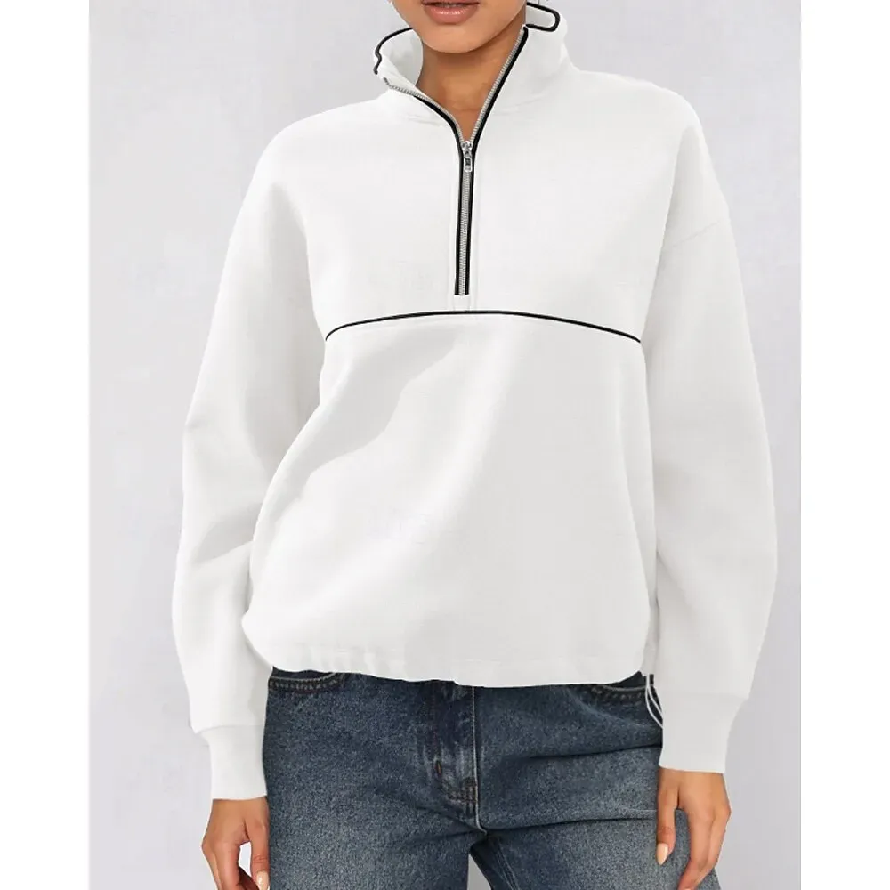 Women's Sweatshirt Track Top Pullover Patchwork Zipper Long