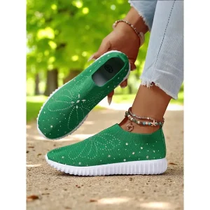 Women's Red Flyknit Slip-On Walking Shoes