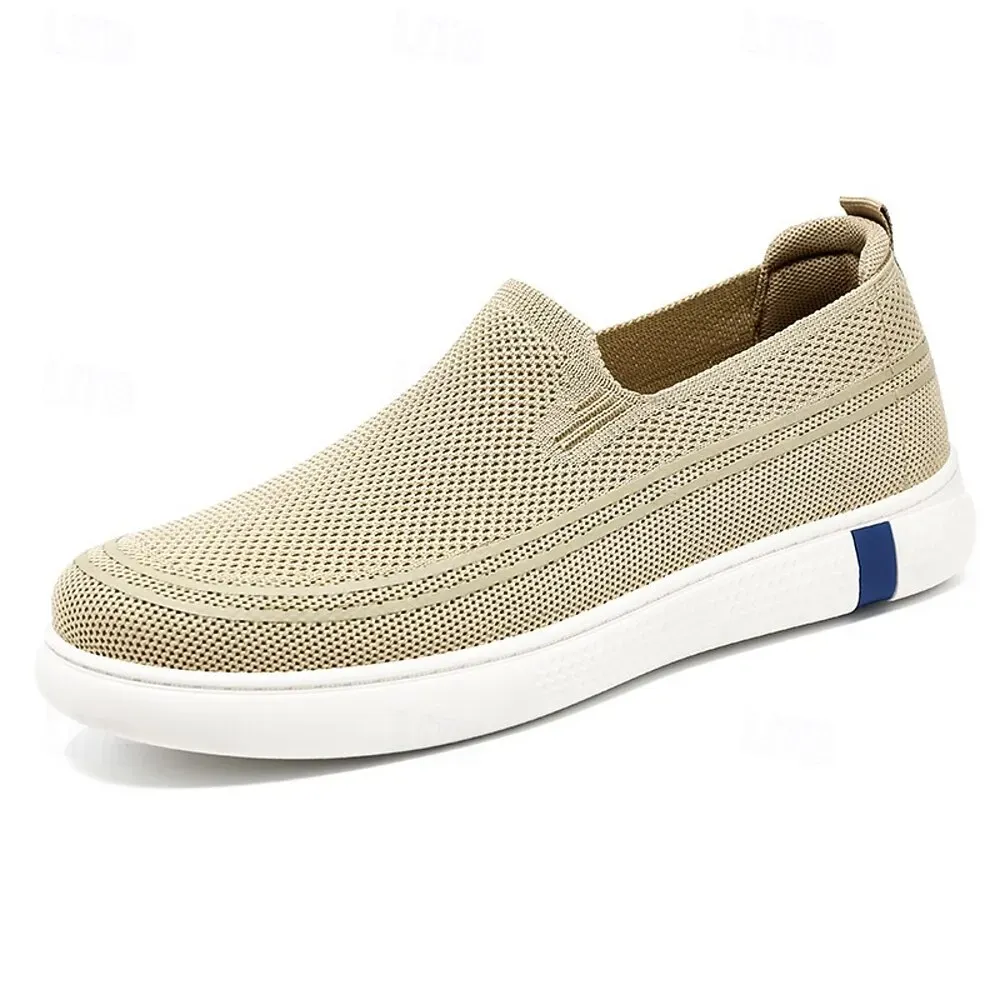 Men's Beige Knit Slip-On Sneakers - Image 6