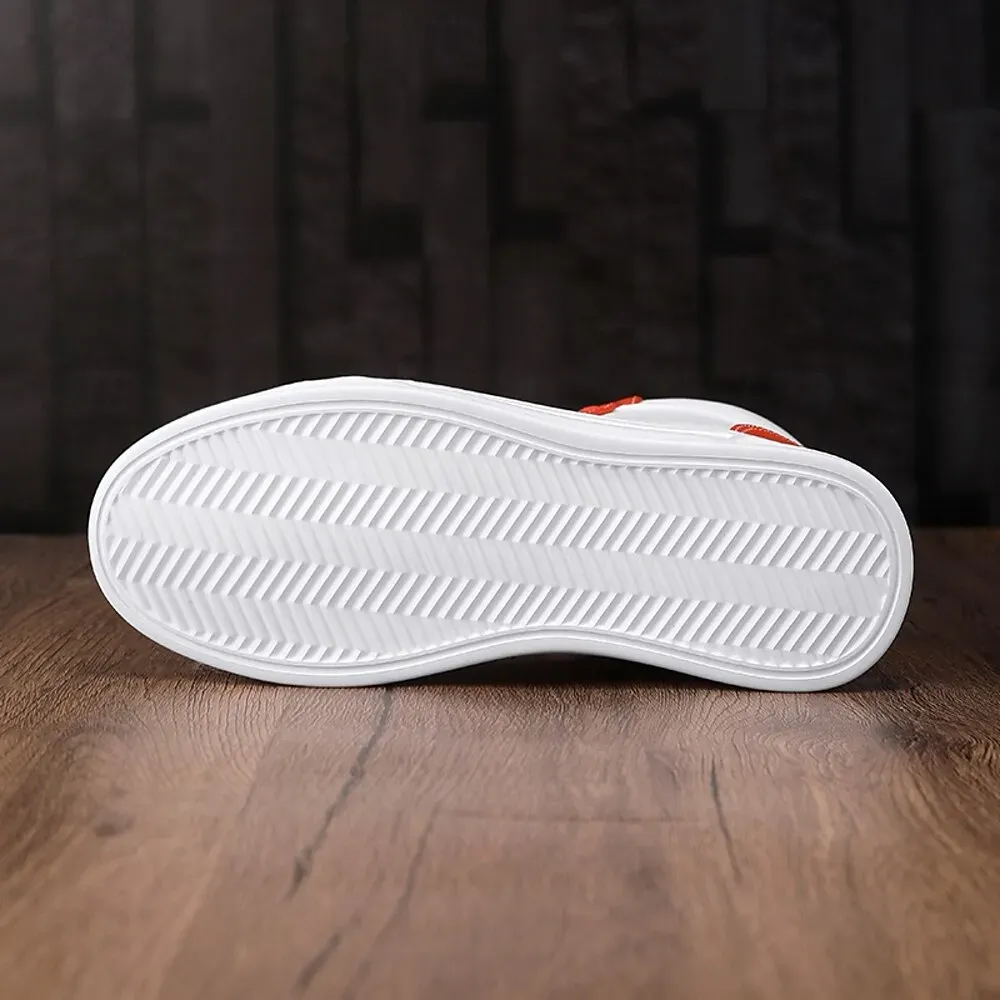 Men's Orange and White High-Top Sneakers, Retro Style - Image 5