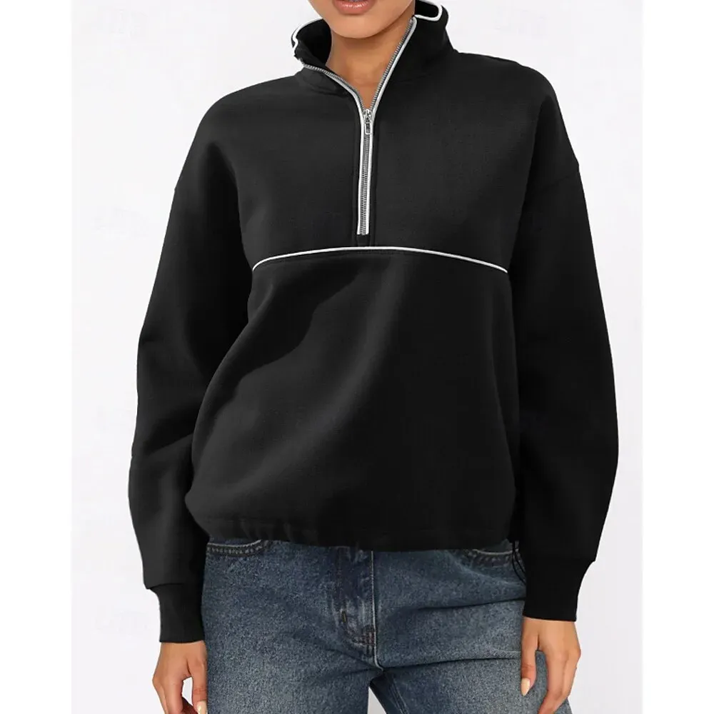 Women's Sweatshirt Track Top Pullover Patchwork Zipper Long - Image 4