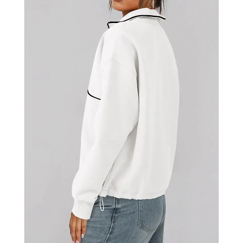 Women's Sweatshirt Track Top Pullover Patchwork Zipper Long - Image 2