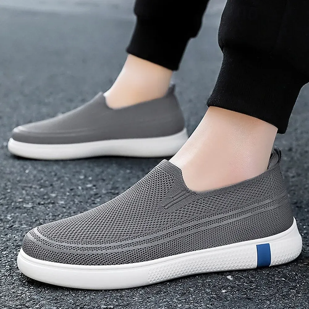 Men's Beige Knit Slip-On Sneakers - Image 7