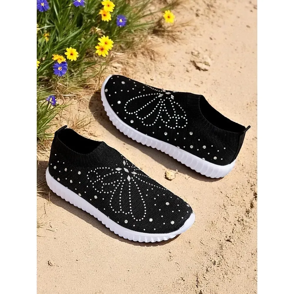 Women's Red Flyknit Slip-On Walking Shoes - Image 8