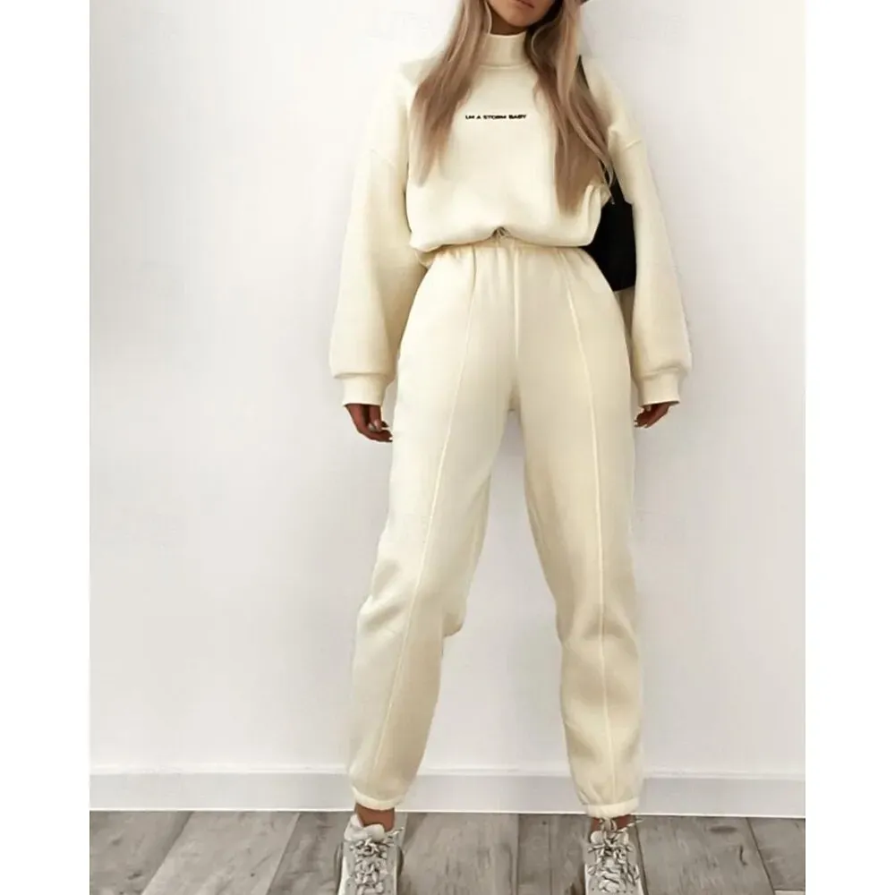 Women's Tracksuit Sweatpants Pullover Sweatshirt Fall Pocket Letter - Image 8