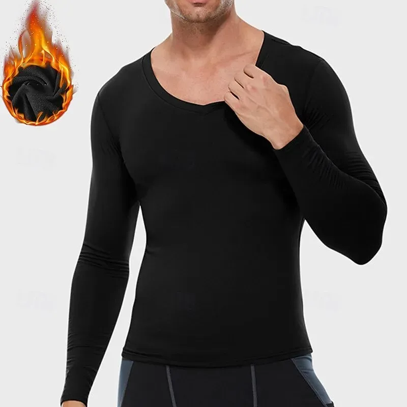 Men Running Shirt V Neck Fleece - Image 5