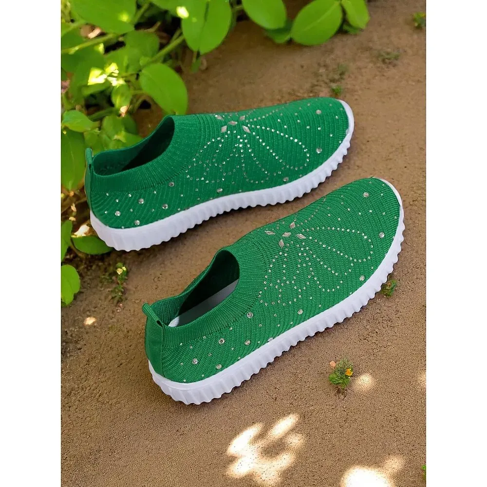 Women's Red Flyknit Slip-On Walking Shoes - Image 4