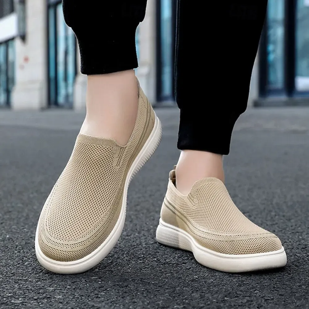 Men's Beige Knit Slip-On Sneakers - Image 4