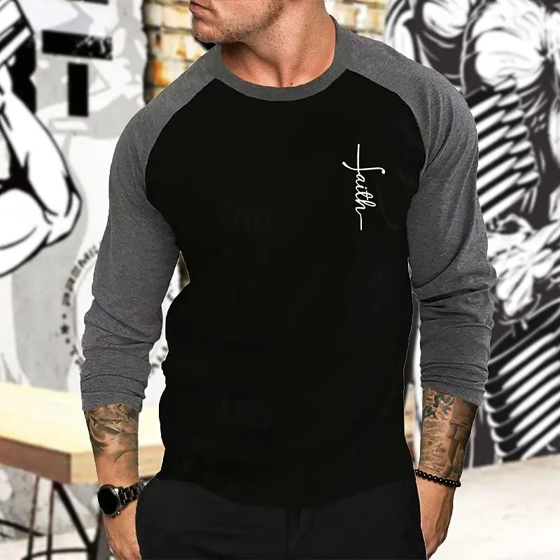 Men Athletic Patchwork Long Sleeve - Image 8