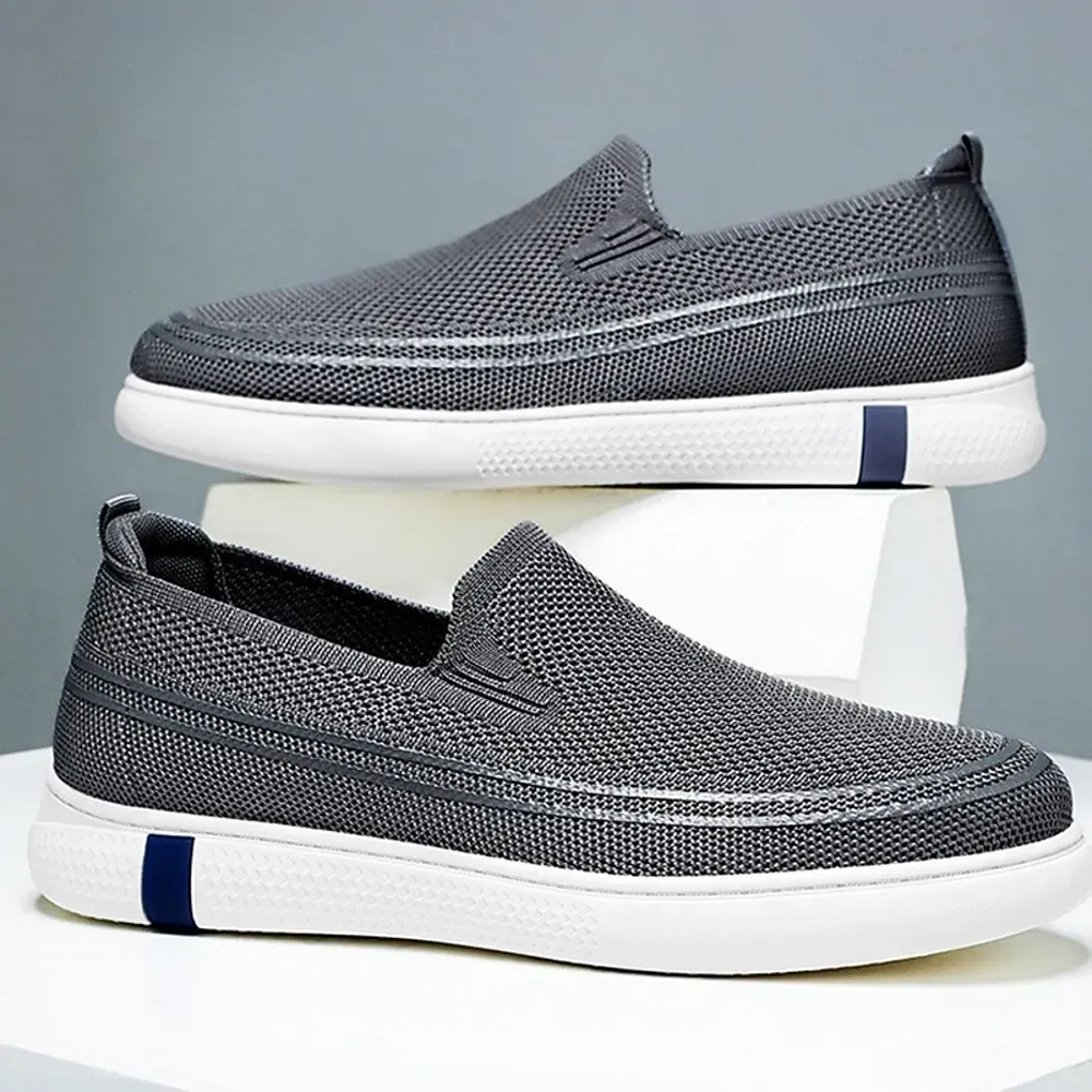 Men's Beige Knit Slip-On Sneakers - Image 8
