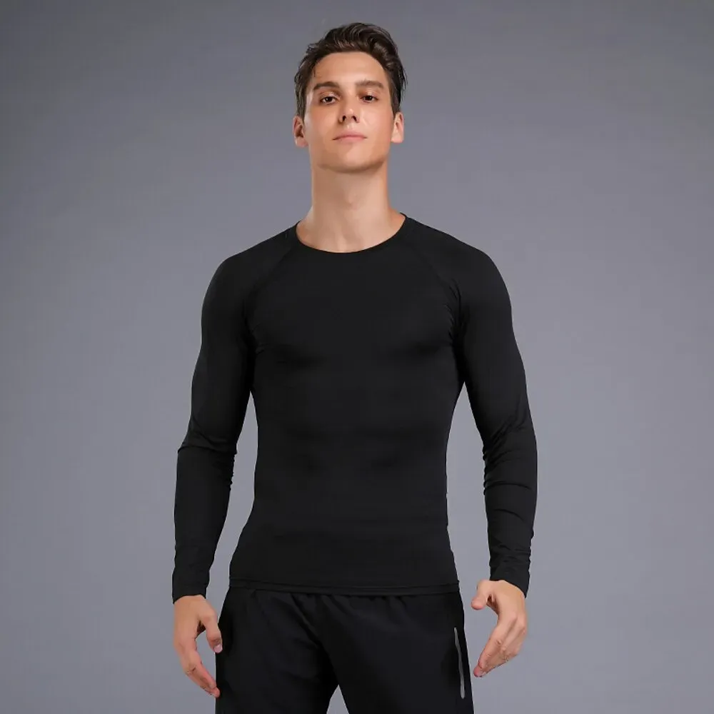 Men's Compression Shirt Running Shirt Long Sleeve Base - Image 7