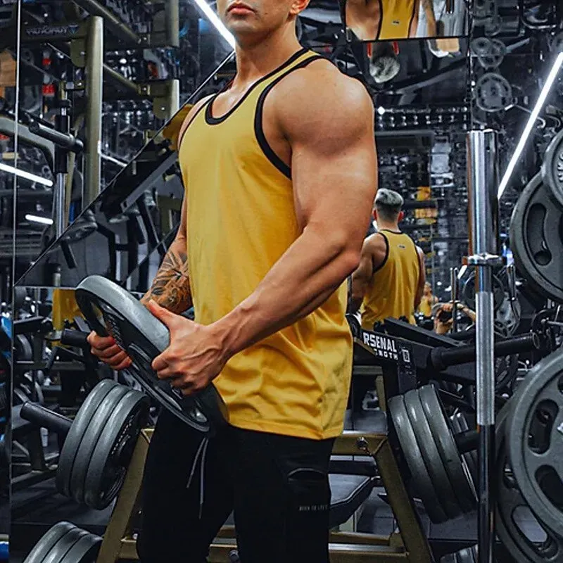 Men Tank Top Color Block Quick Dry - Image 2