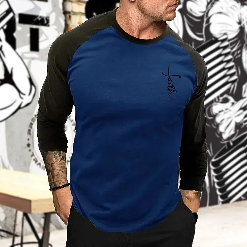 Men Athletic Patchwork Long Sleeve - Image 7