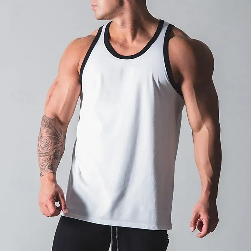 Men Tank Top Color Block Quick Dry - Image 8