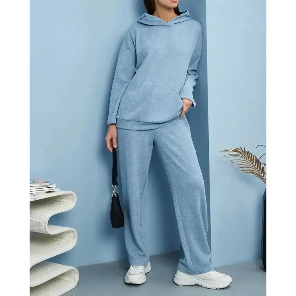 Women's Tracksuit Wide Leg Pants Fall Lace Solid - Image 5