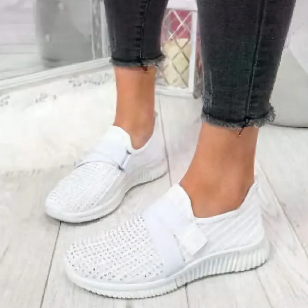 Women's Sneakers Slip-Ons Plus Size Flyknit Shoes White - Image 7