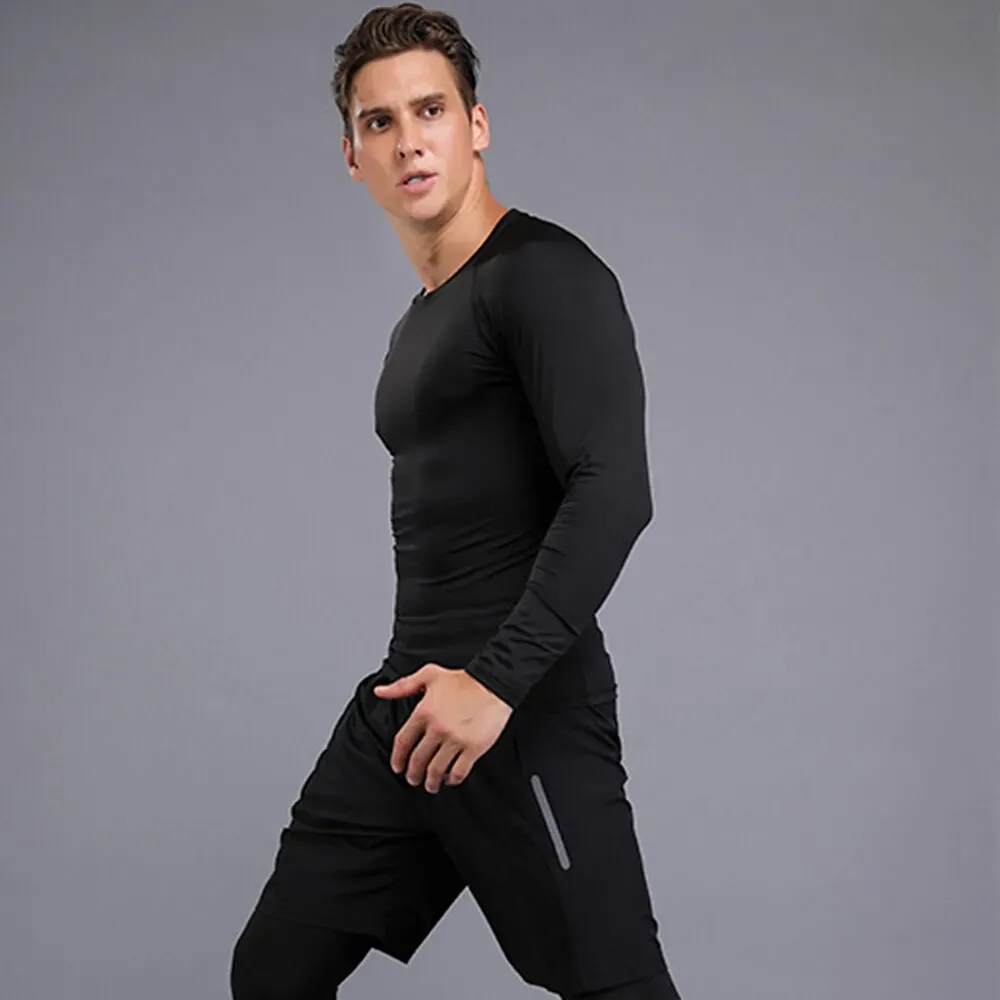 Men's Compression Shirt Running Shirt Long Sleeve Base - Image 8
