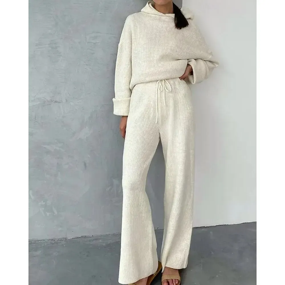 Women's Tracksuit Wide Leg Pants Fall Lace Solid - Image 7