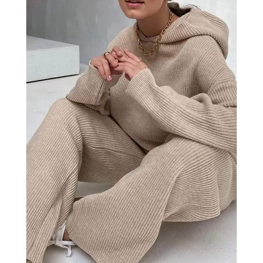 Women's Tracksuit Wide Leg Pants Fall Lace Solid