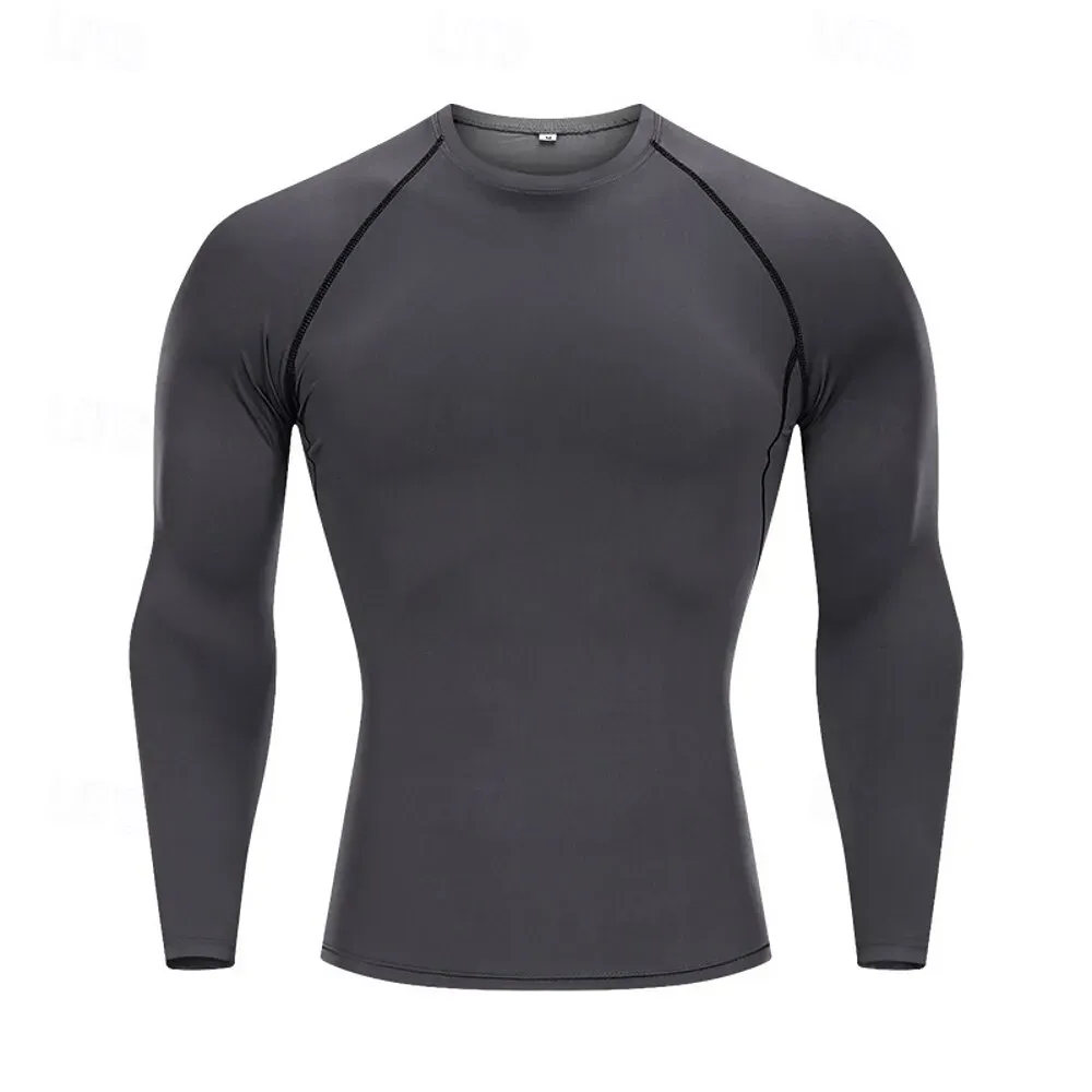 Men Running T-Shirt Compression Long Sleeve Quick Dry - Image 3