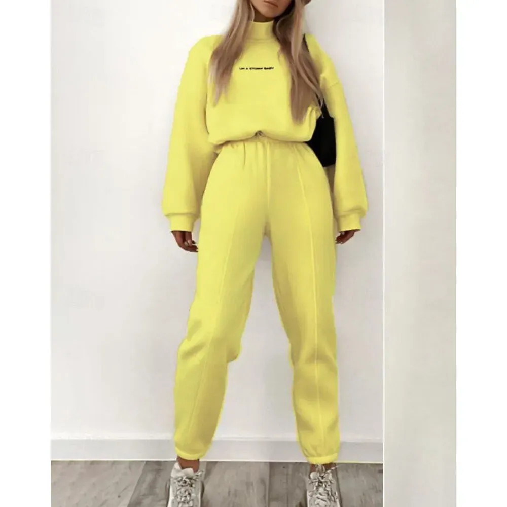 Women's Tracksuit Sweatpants Pullover Sweatshirt Fall Pocket Letter - Image 6