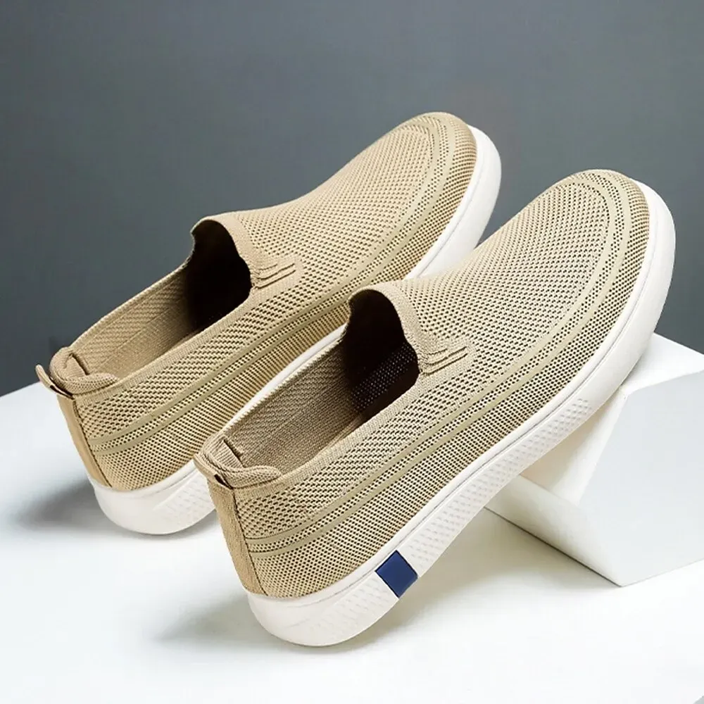 Men's Beige Knit Slip-On Sneakers - Image 3