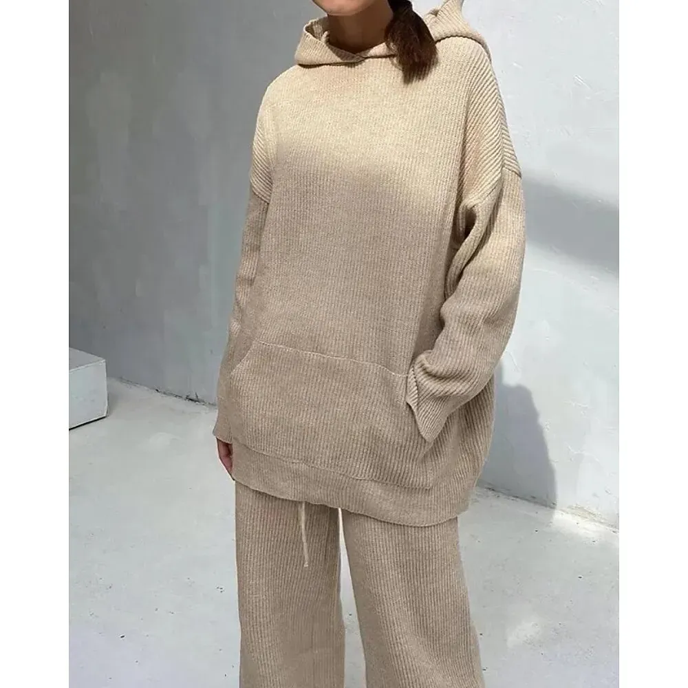 Women's Tracksuit Wide Leg Pants Fall Lace Solid - Image 2