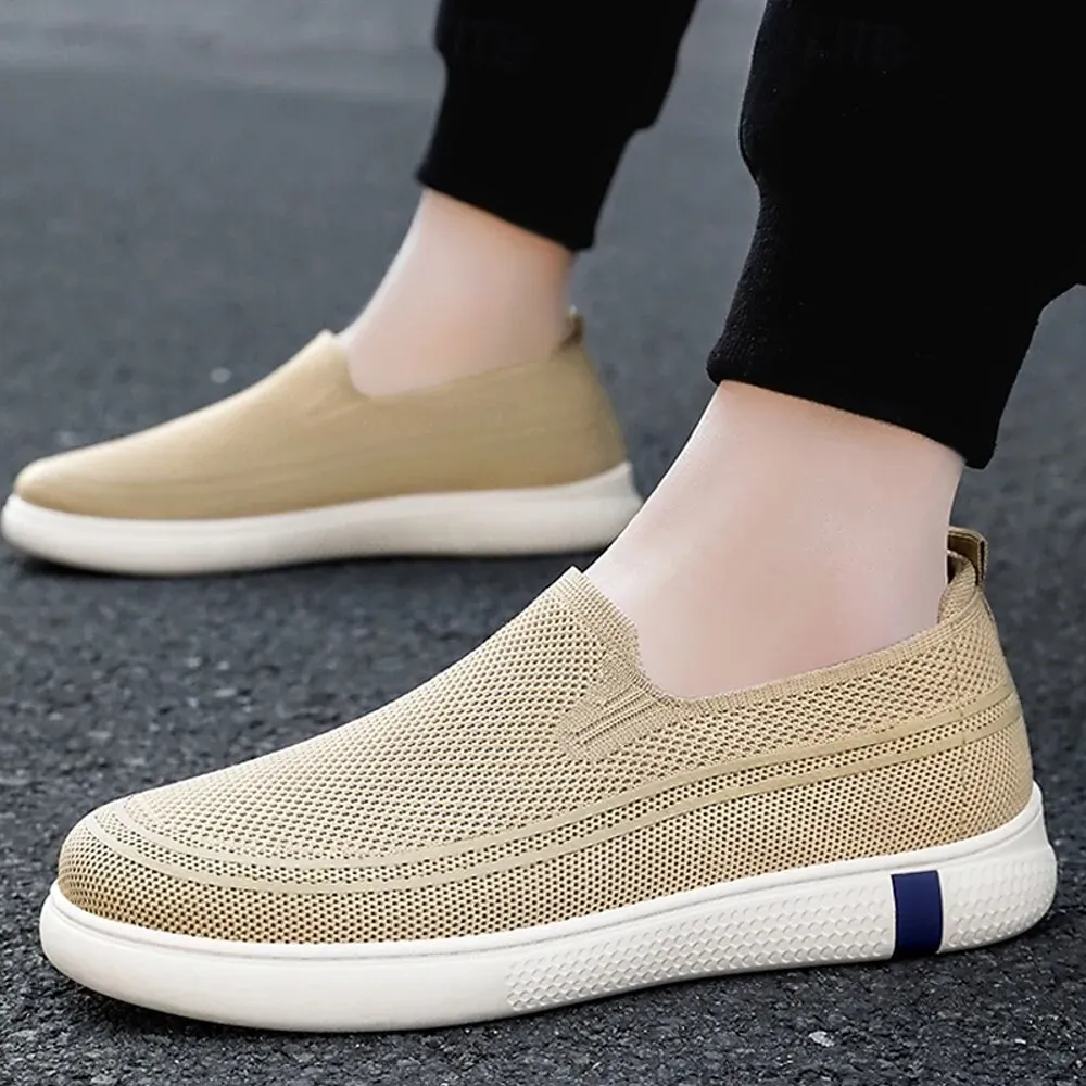 Men's Beige Knit Slip-On Sneakers - Image 5