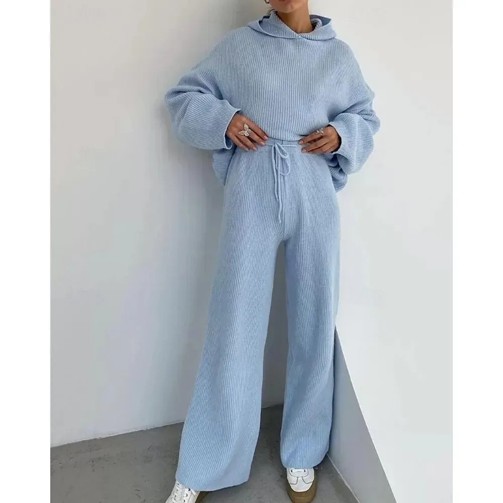 Women's Tracksuit Wide Leg Pants Fall Lace Solid - Image 4