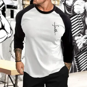 Men Athletic Patchwork Long Sleeve