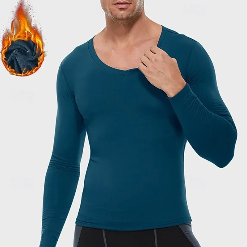 Men Running Shirt V Neck Fleece - Image 8