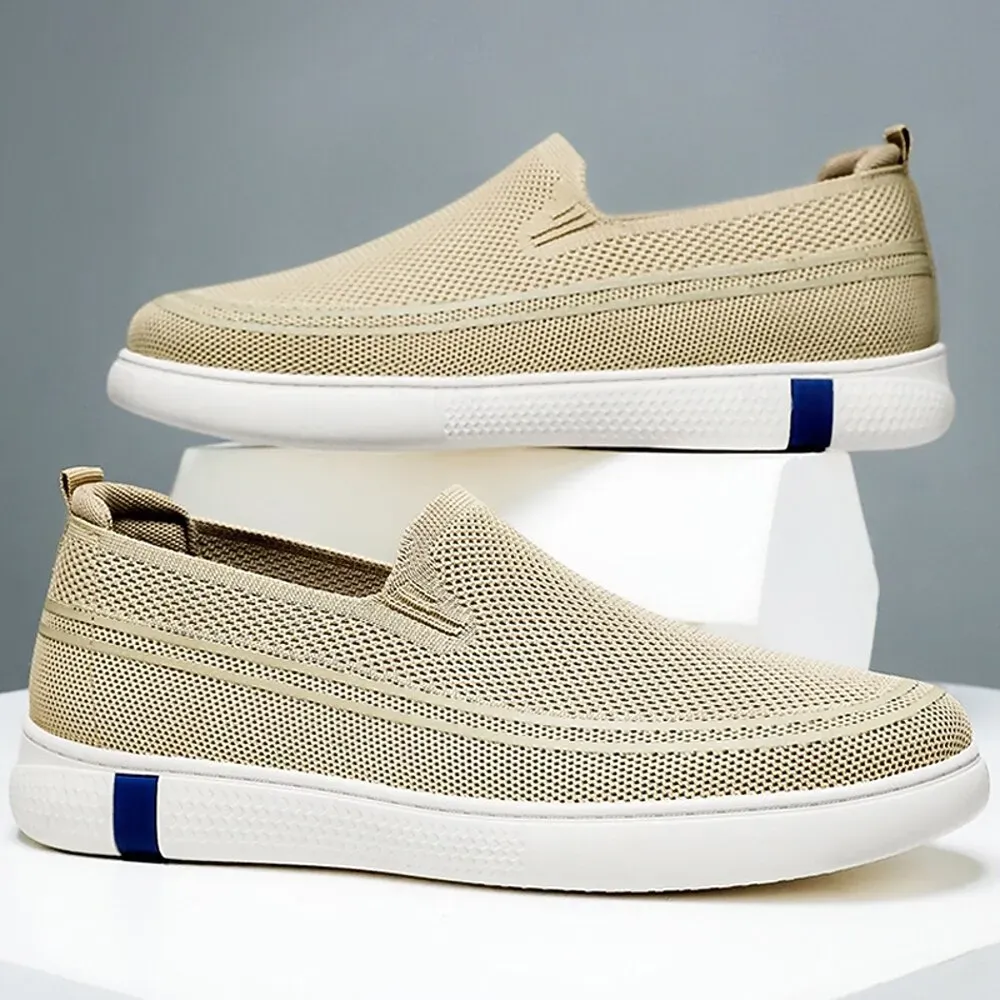Men's Beige Knit Slip-On Sneakers - Image 2
