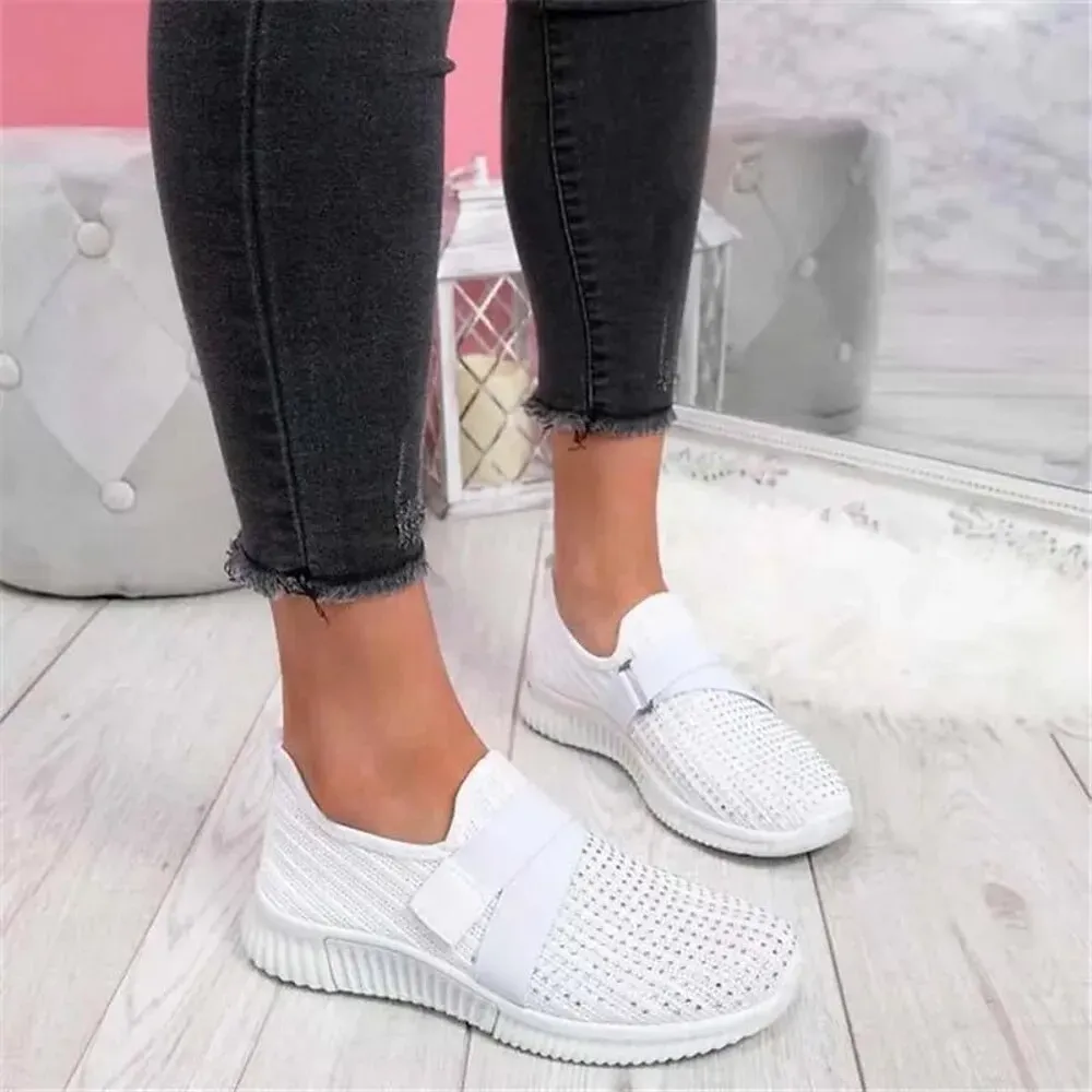 Women's Sneakers Slip-Ons Plus Size Flyknit Shoes White - Image 2
