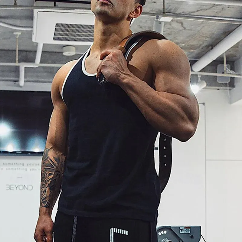 Men Tank Top Color Block Quick Dry - Image 5