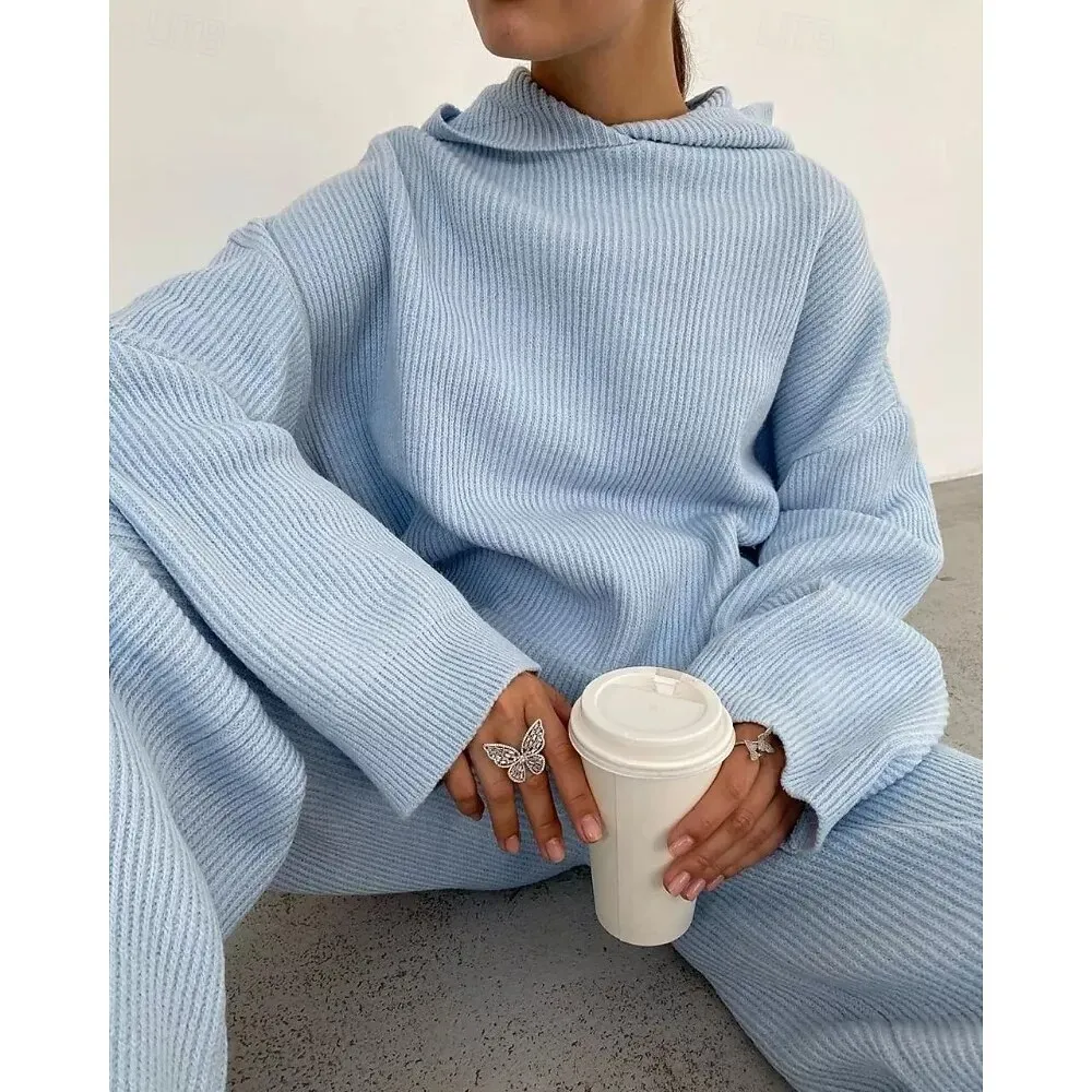 Women's Tracksuit Wide Leg Pants Fall Lace Solid - Image 6